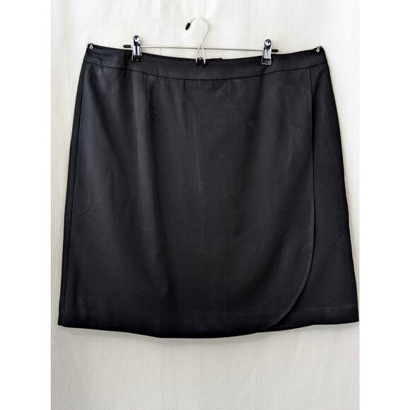 NWOT! JESSICA LONDON! "SHELL" WRAP STYLE FRONT BLACK KNEE LENGTH SKIRT! SZ 18 - Picture 2 of 7